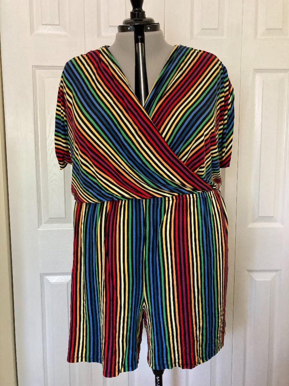 Lane Bryant 26/28 Jersey Knit Striped Shorts Romper